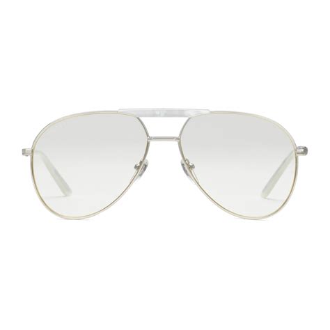 gucci silver aviator glasses|Gucci aviator prescription sunglasses.